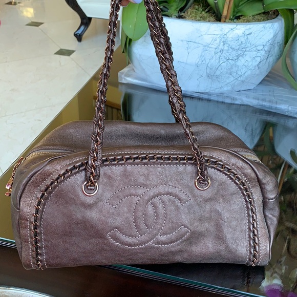 Metallic Chanel Bowling Bag with Box - Picture 1 of 7